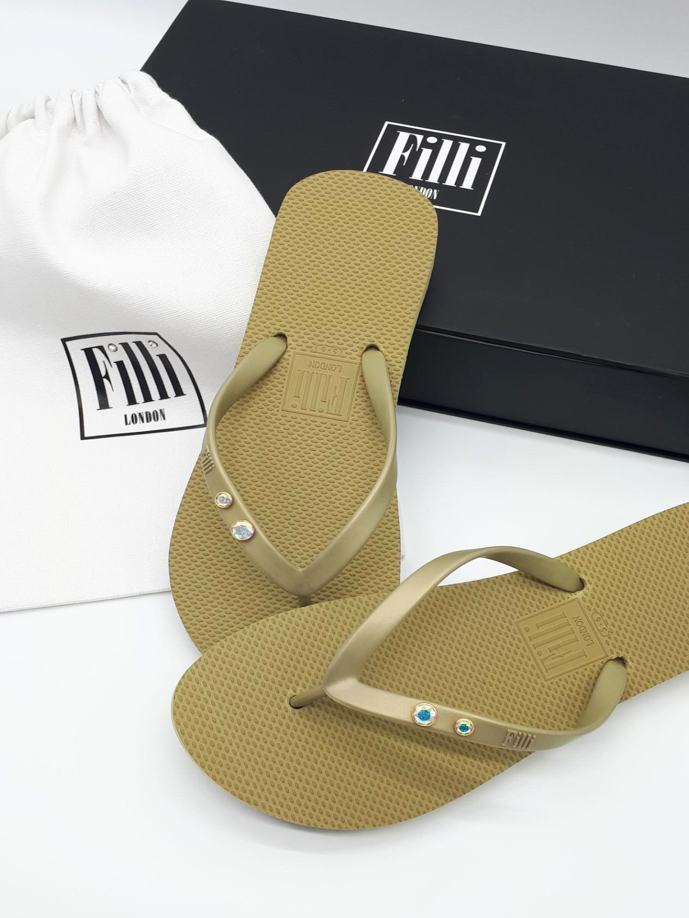 Filli London Aurora Crystal Flip Flops Duo