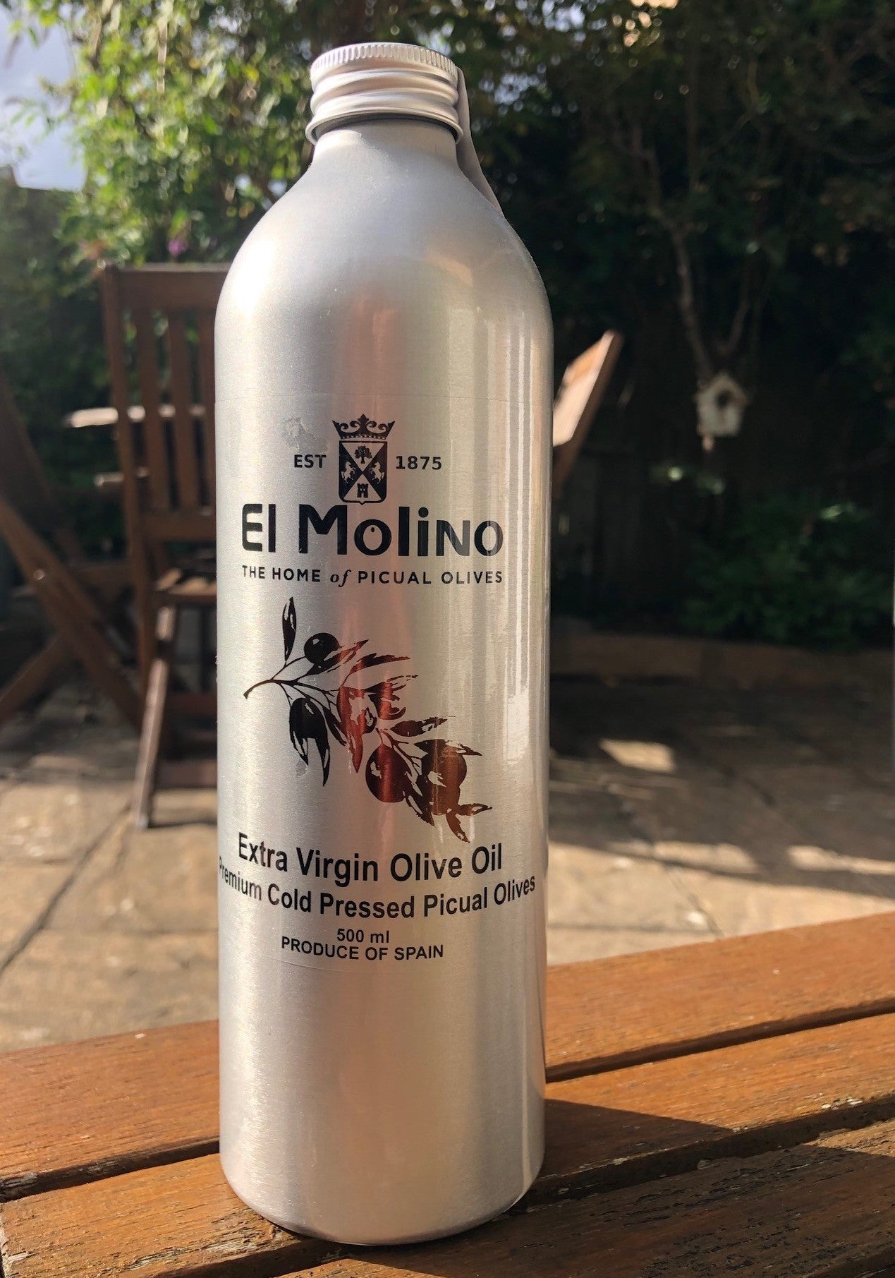El Molino Extra Virgin Olive Oil 1L Cold Pressed Picual Olives Gift Set with 2 shot Glasses