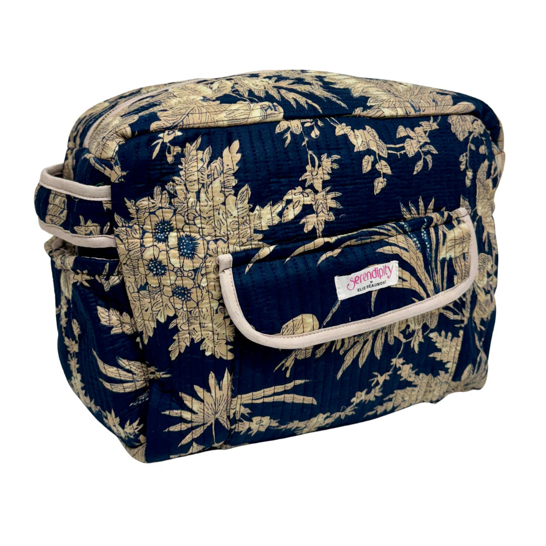 Elie Beaumont Serendipity Cotton Ultimate Cosmetic Bag - Midnight Blossom