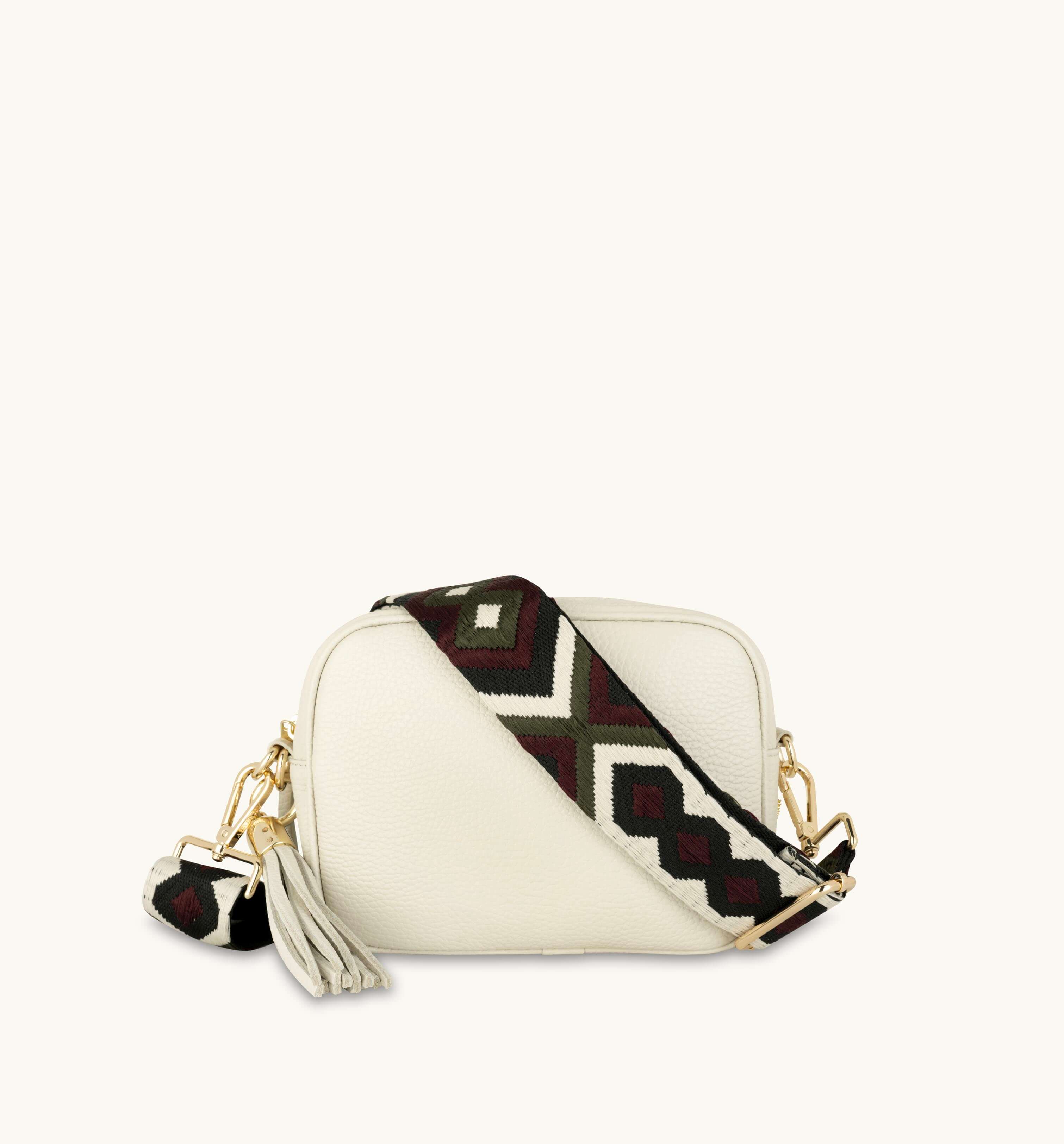 Apatchy London The Tassel Leather Crossbody Bag With Port & Olive Diamond Strap