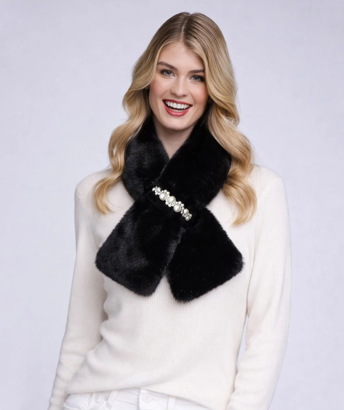 Faux Fur Pearl Winter Scarf