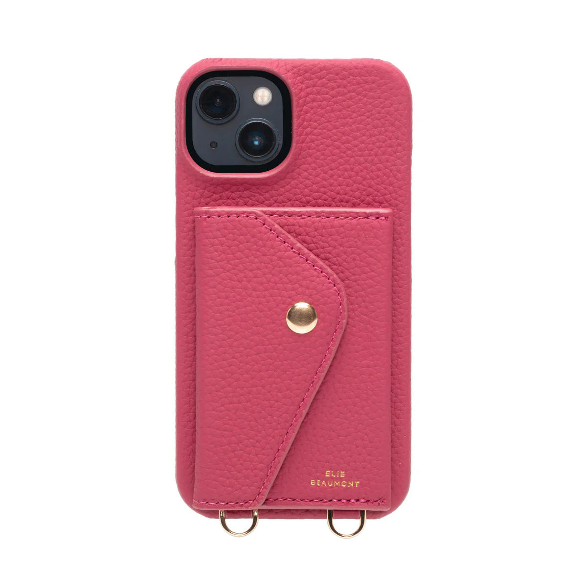 Elie Beaumont Genuine Leather iPhone Case - Azalea - Fuchsia Inca Lanyard