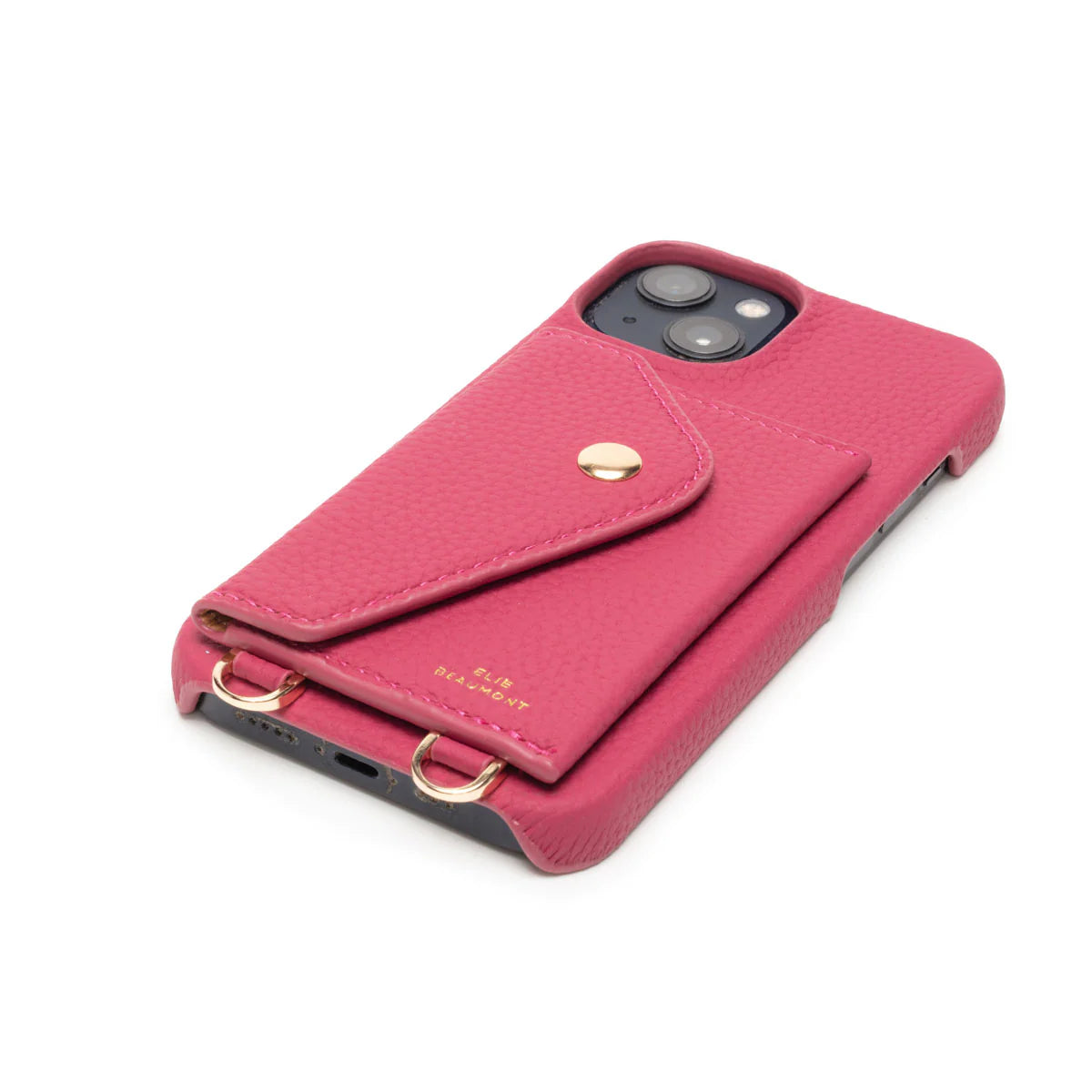 Elie Beaumont Genuine Leather iPhone Case - Azalea - Pink Rope Lanyard