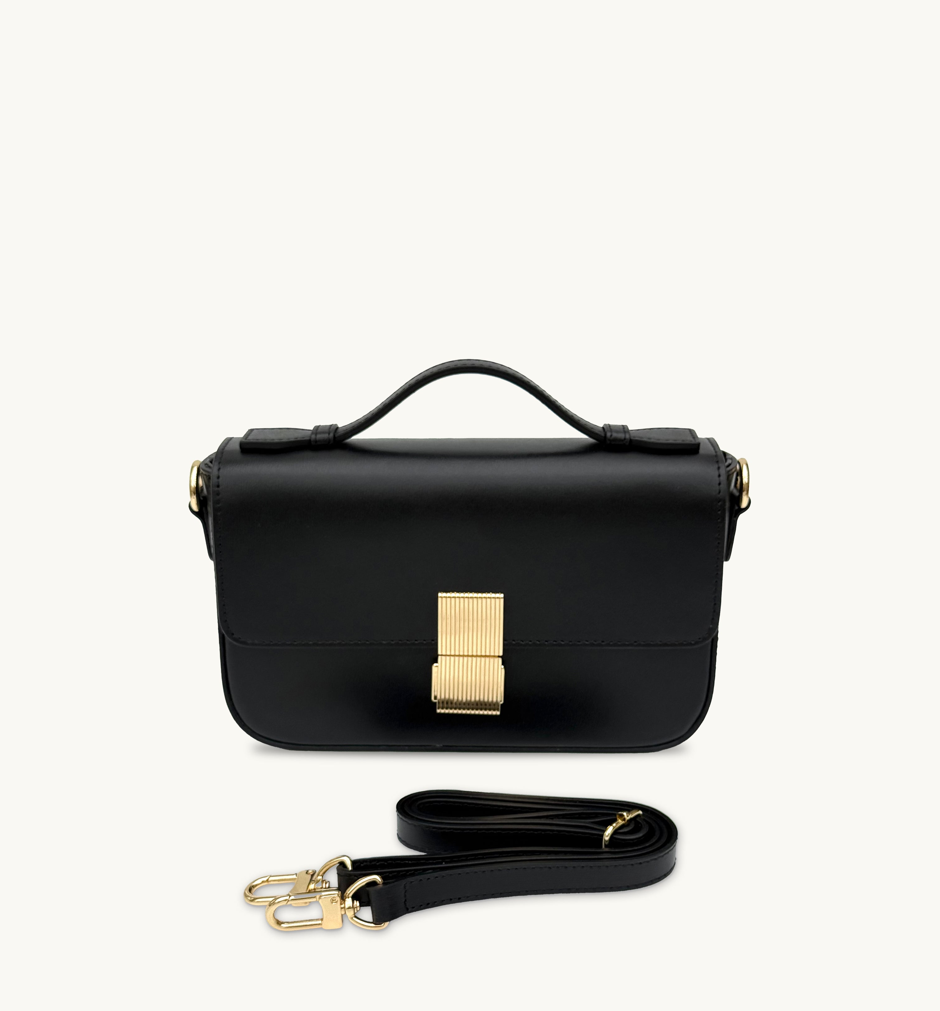Apatchy London The Flora Black Leather Bag