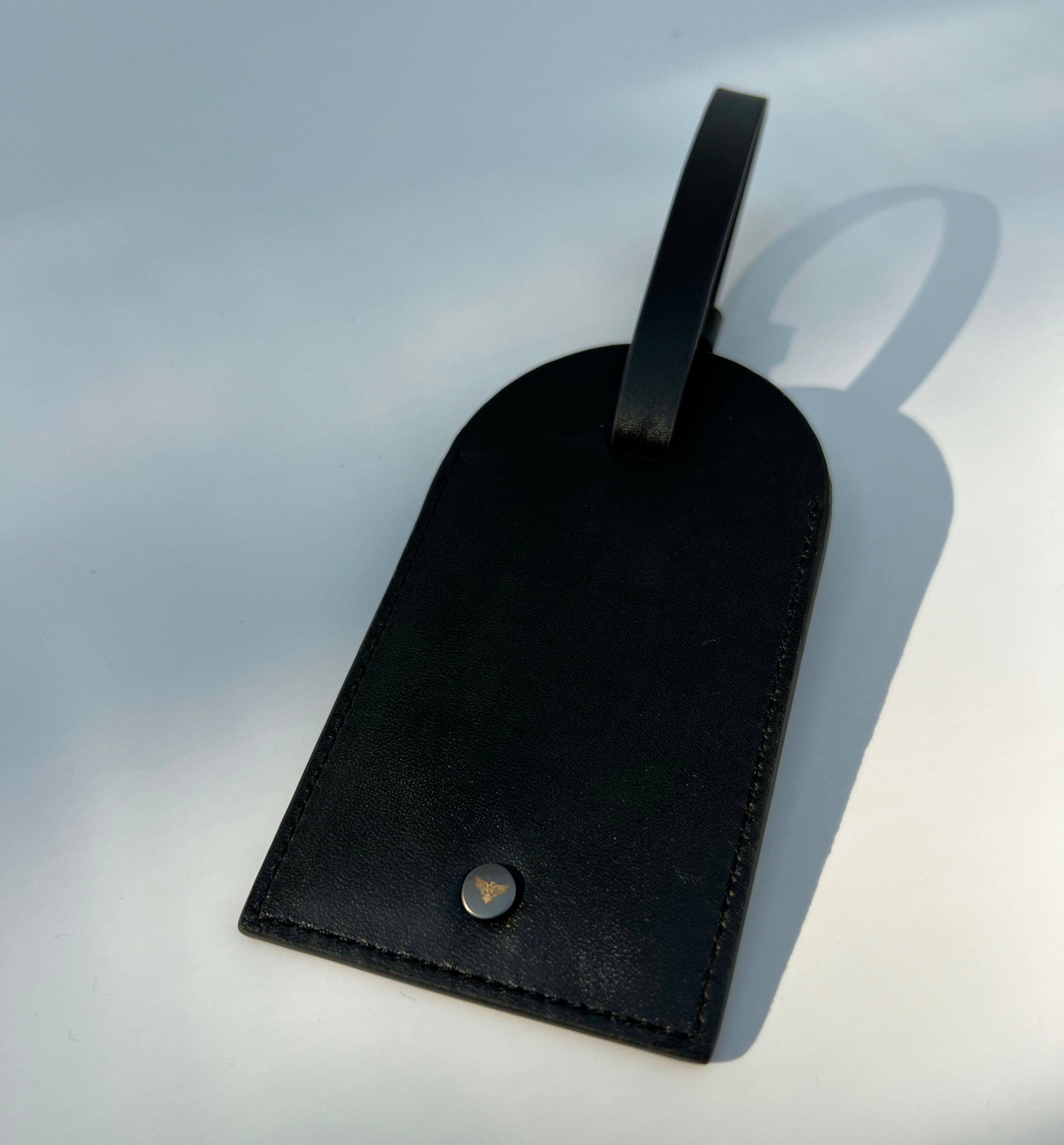 Apatchy London Black Leather Luggage Tag and Orange Loop Keyring Gift Set