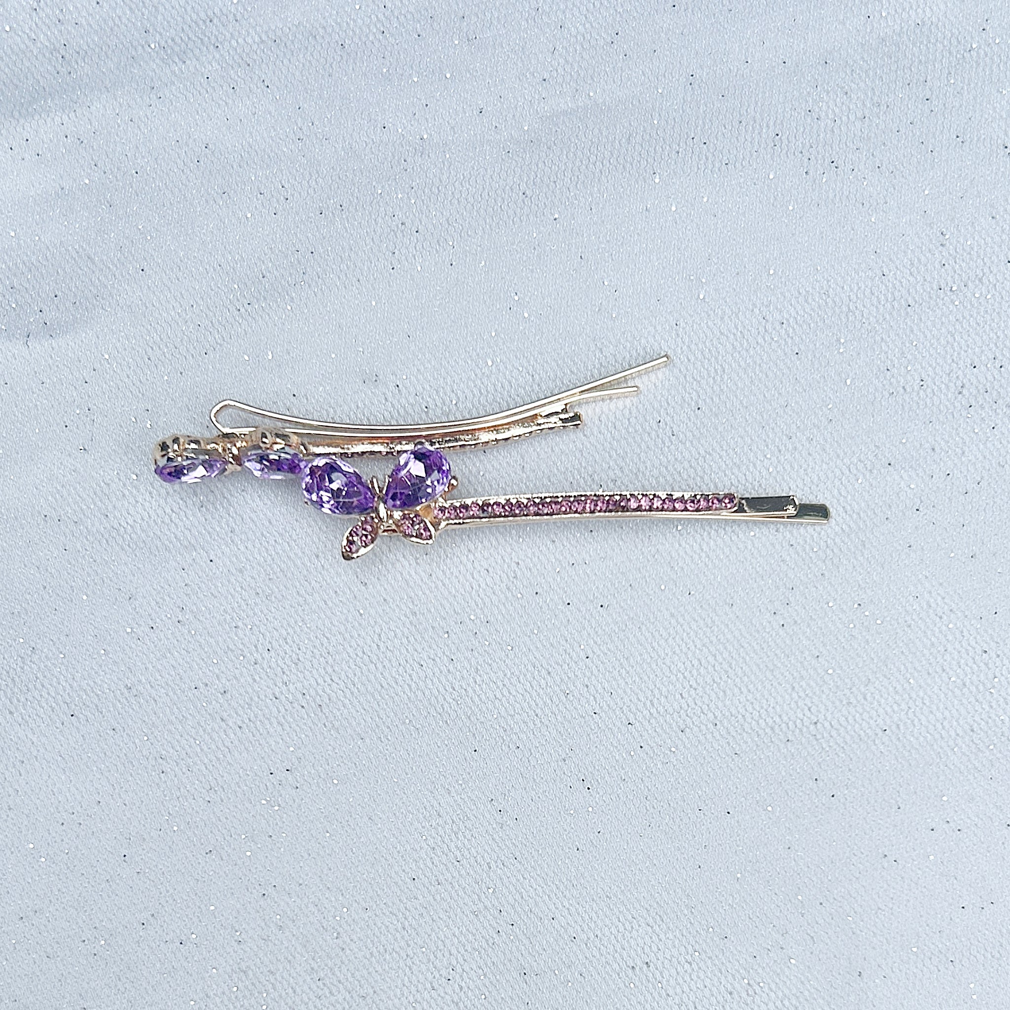 QueenMee Butterfly Hair Grips Butterfly Hair Slides Teal Sparkly Hair Slides Set of 2