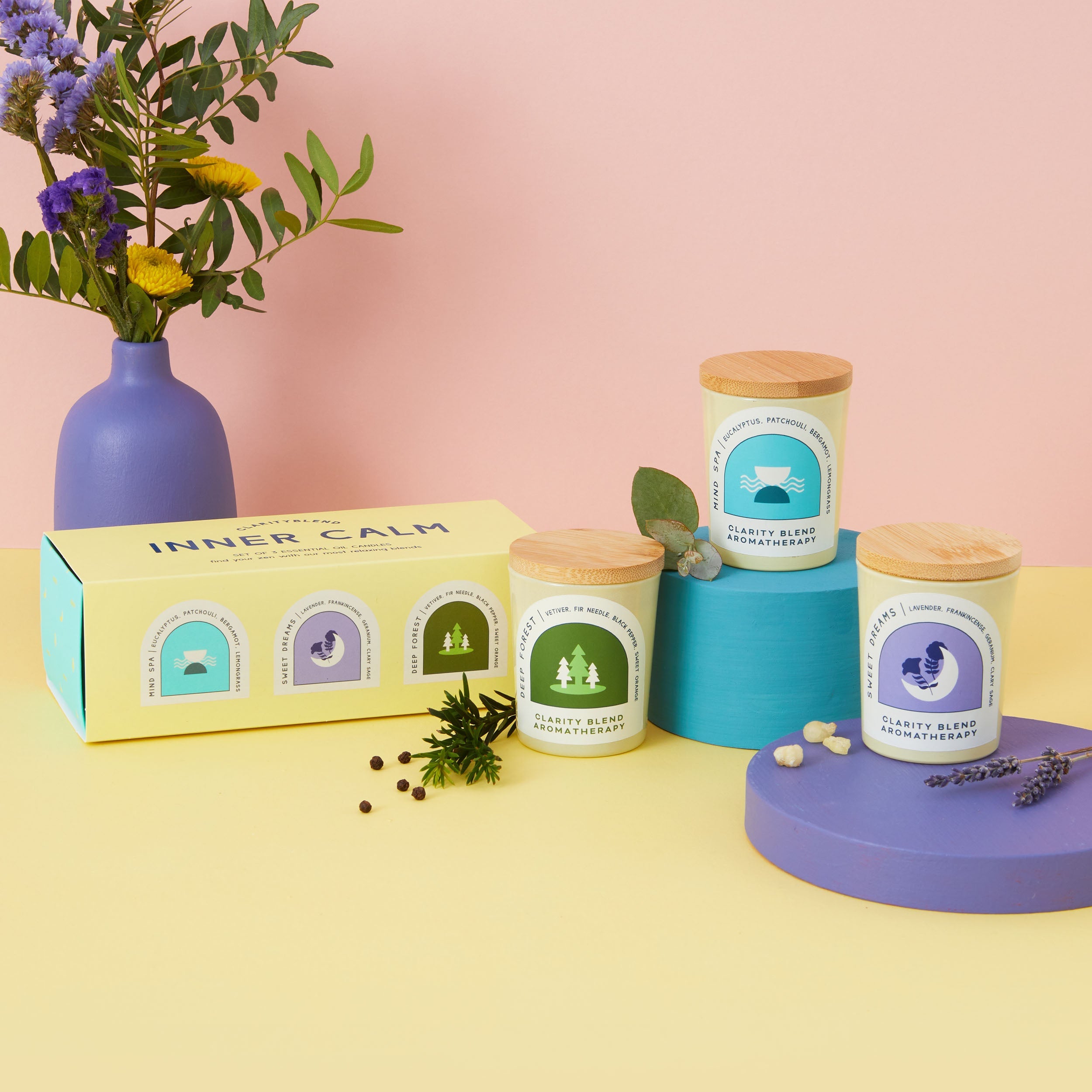 Clarity Blend Set of 3 aromatherapy candles