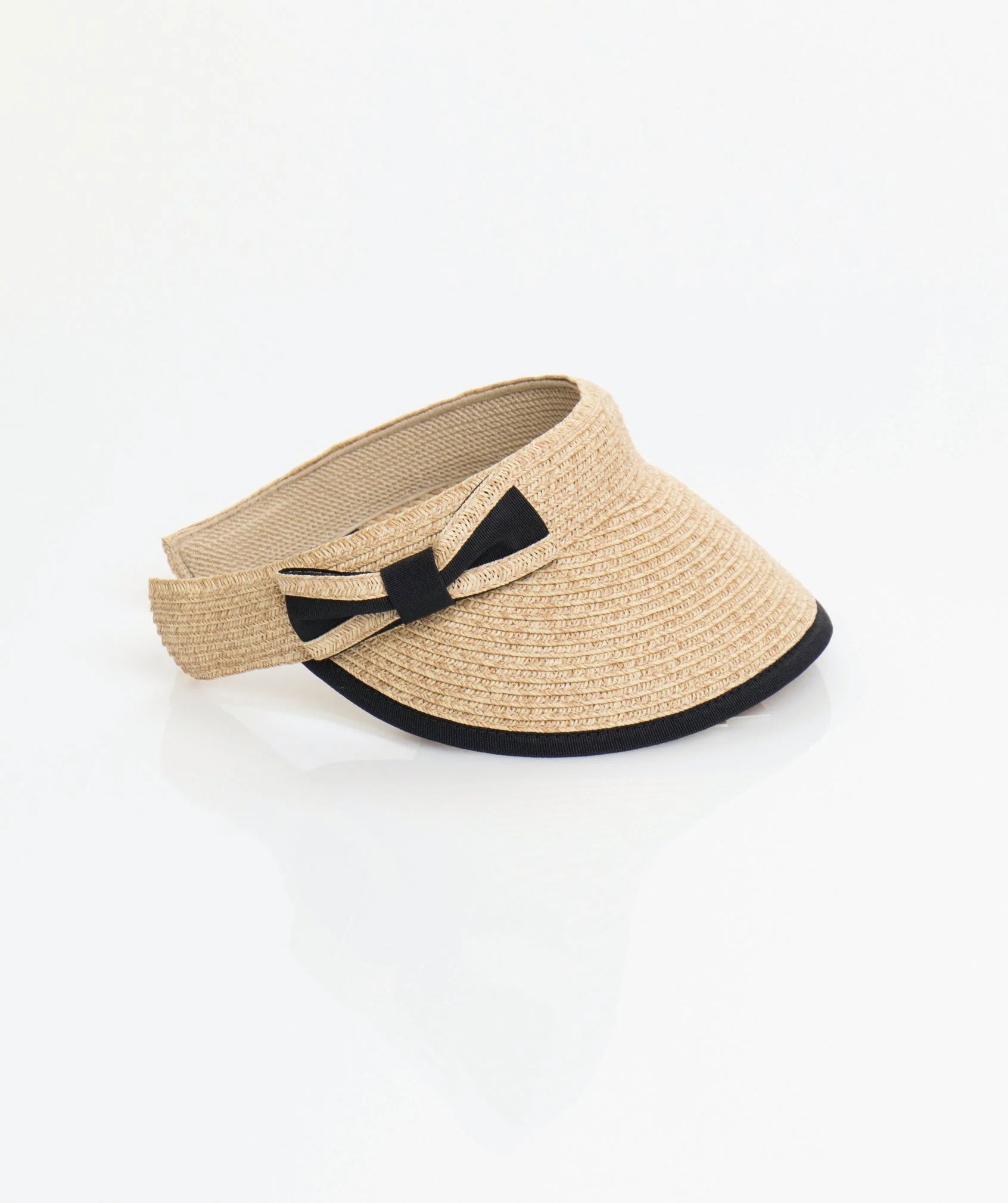 Claudia - Straw Sun Visor with Bow