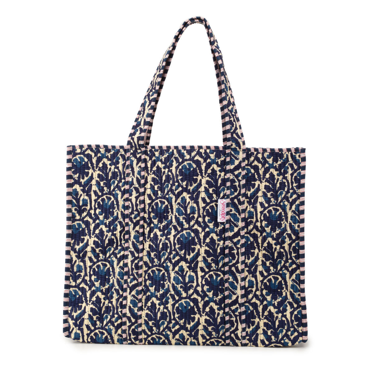 Elie Beaumont Serendipity Cotton Quilted Tote - Indigo Ikat
