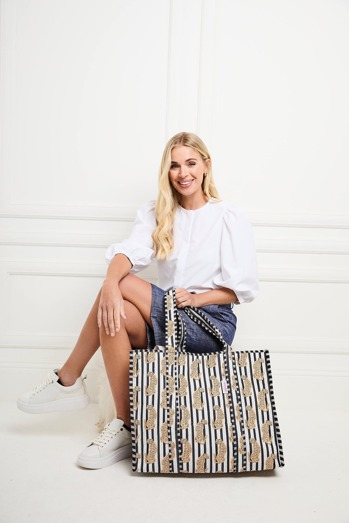 Elie Beaumont Serendipity Cotton Quilted Tote - Leopard