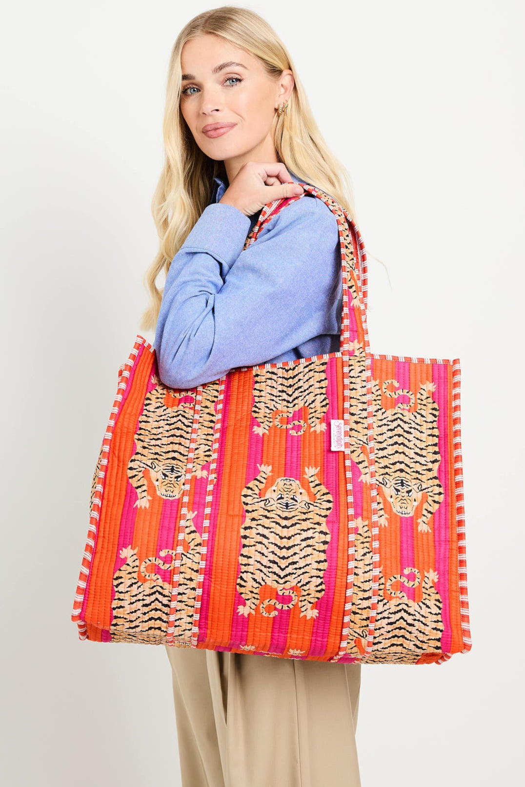 Elie Beaumont Serendipity Cotton Quilted Tote - Tibetan Tiger