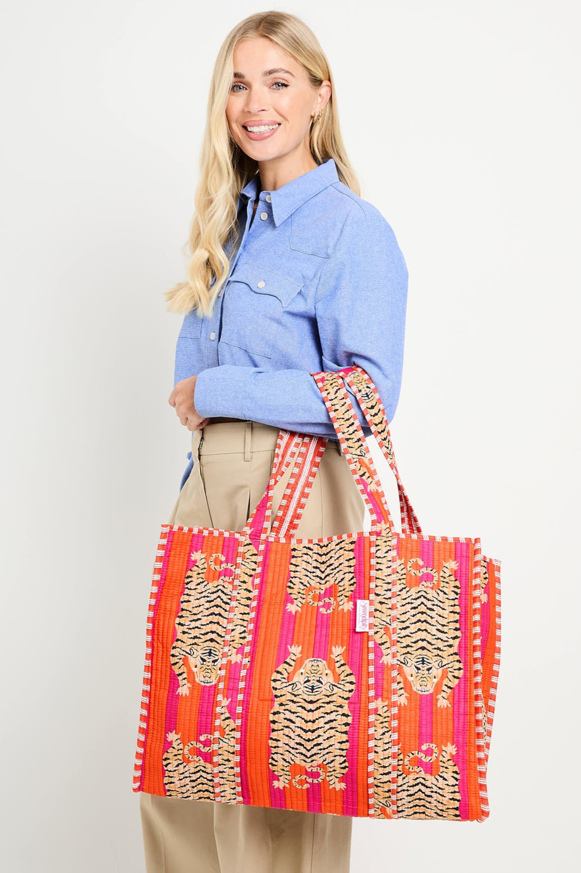 Elie Beaumont Serendipity Cotton Quilted Tote - Tibetan Tiger
