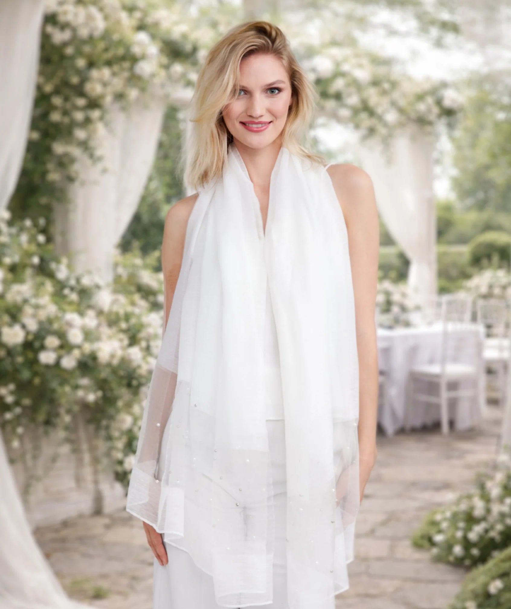 Cristine - Pearl Embellished Occasion Scarf