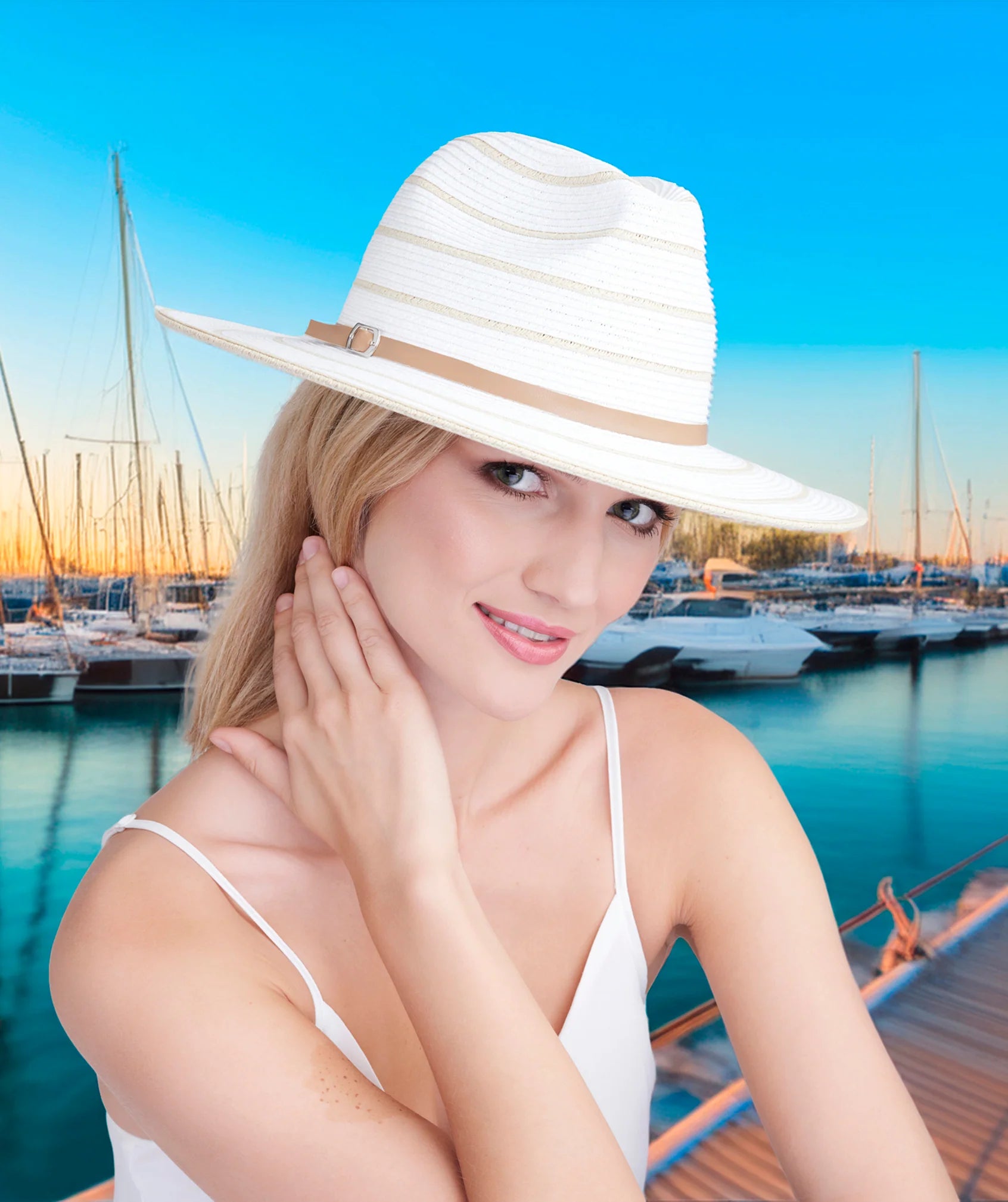 Cruise - Striped Straw Fedora