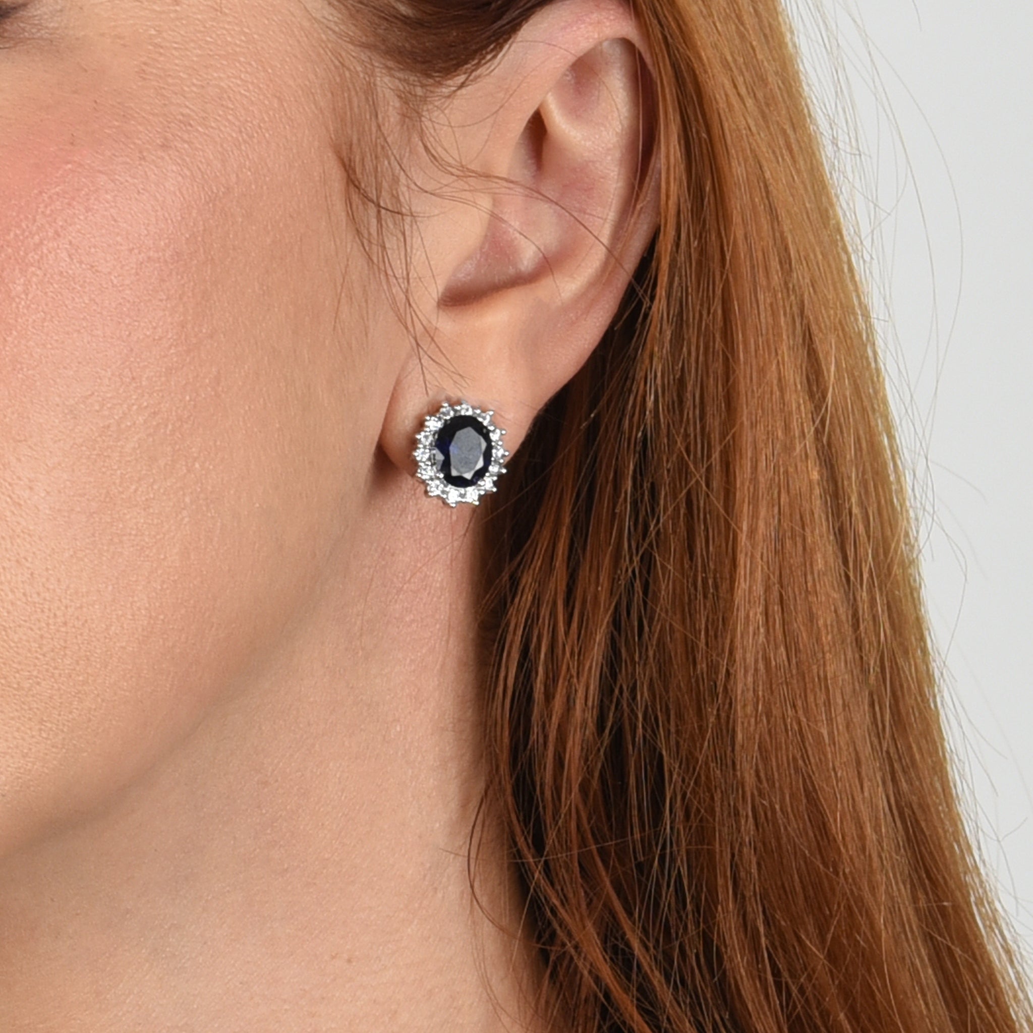 Cachet London Dacia Silver Sapphire Earrings