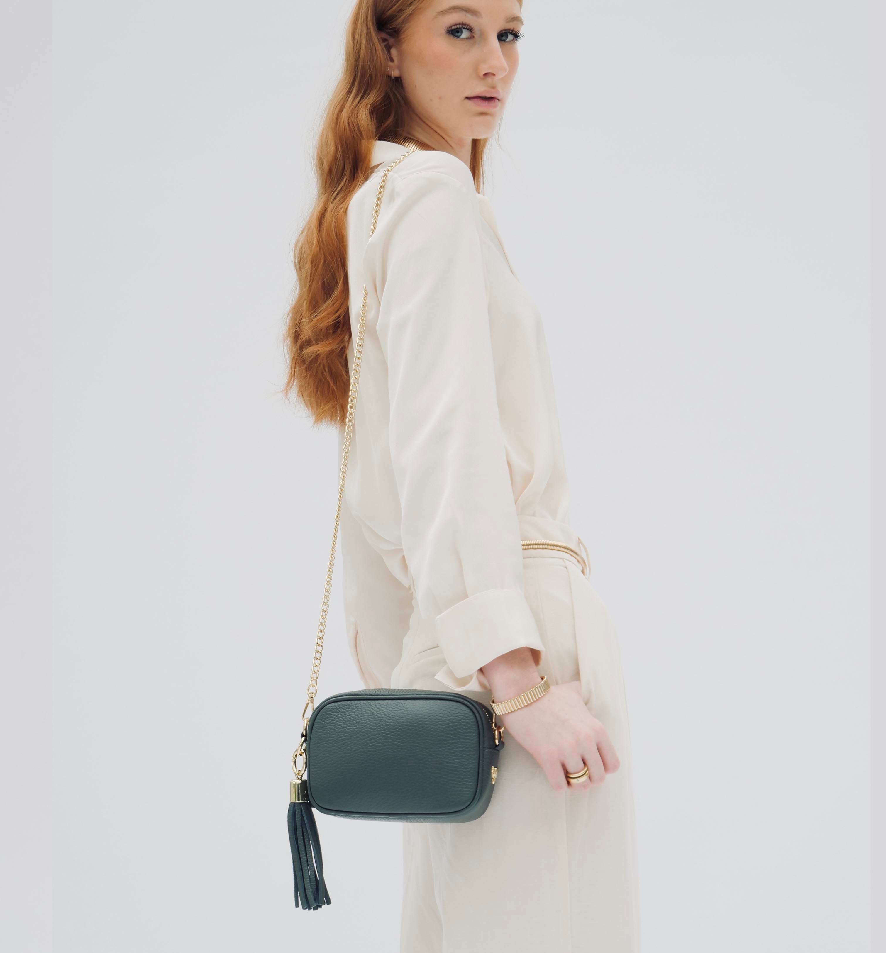Apatchy London The Mini Tassel Dark Leather Phone Bag