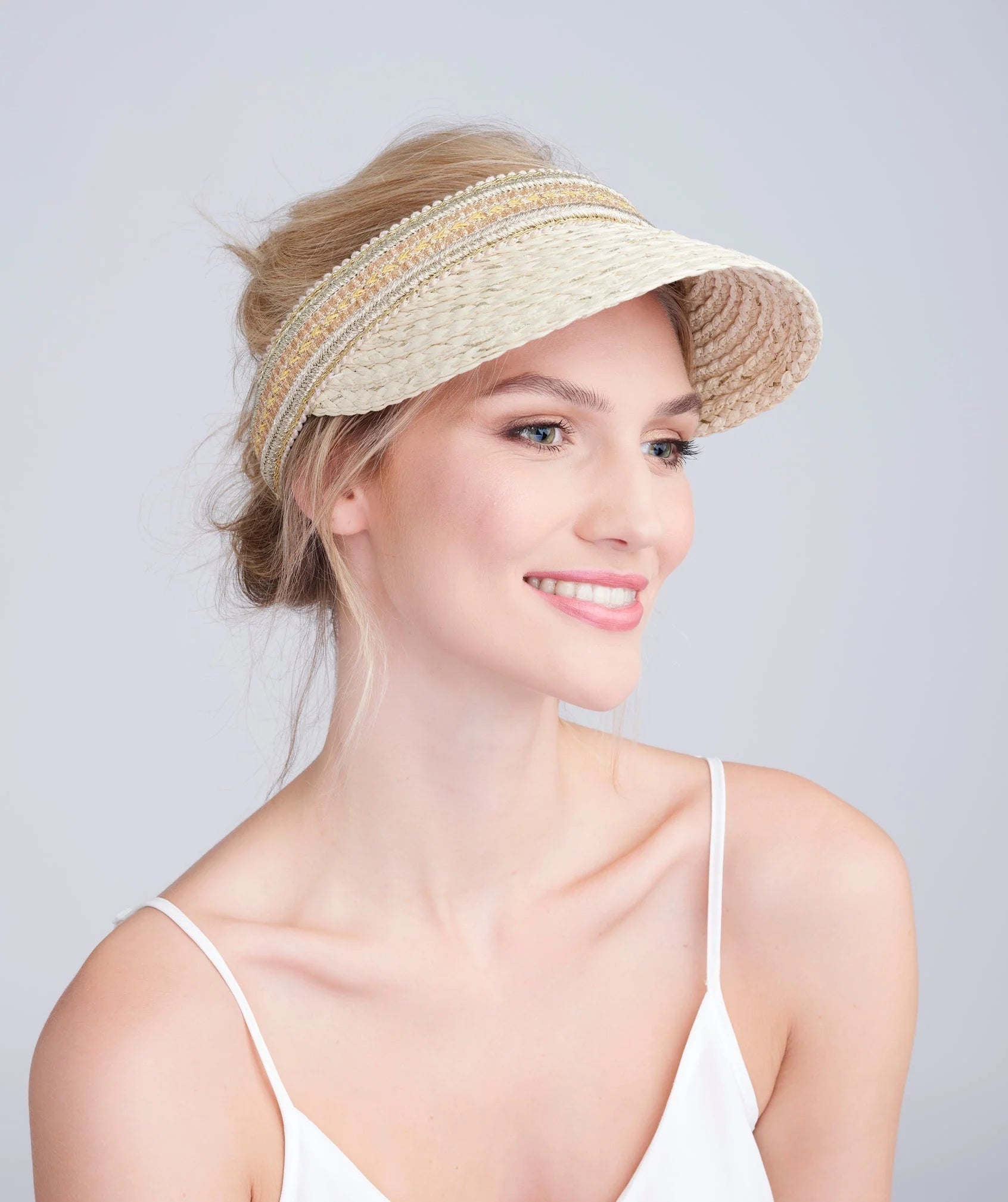 Delilah - Embellished Straw Visor