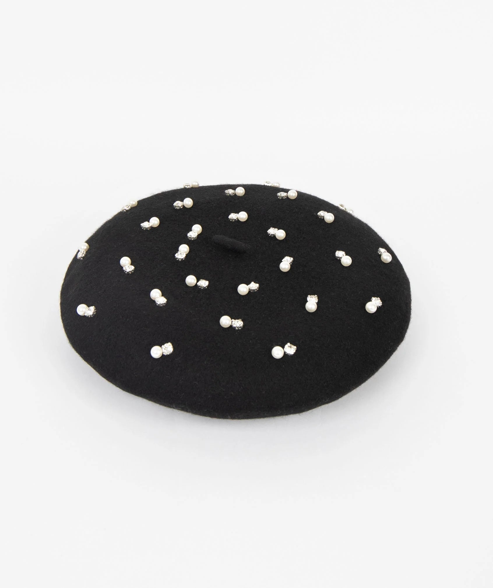 Pearl Embellished Beret - Black - Accessories