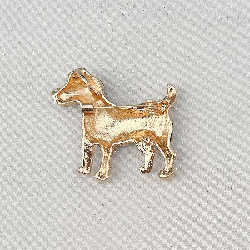 QueenMee Dog Brooch Dog Pin Vintage Brooch Black Gold Brooch Diamante