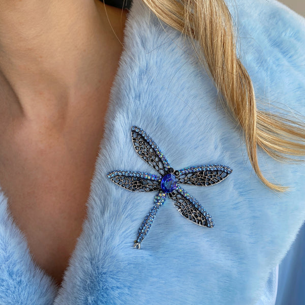 QueenMee Dragonfly Brooch Blue