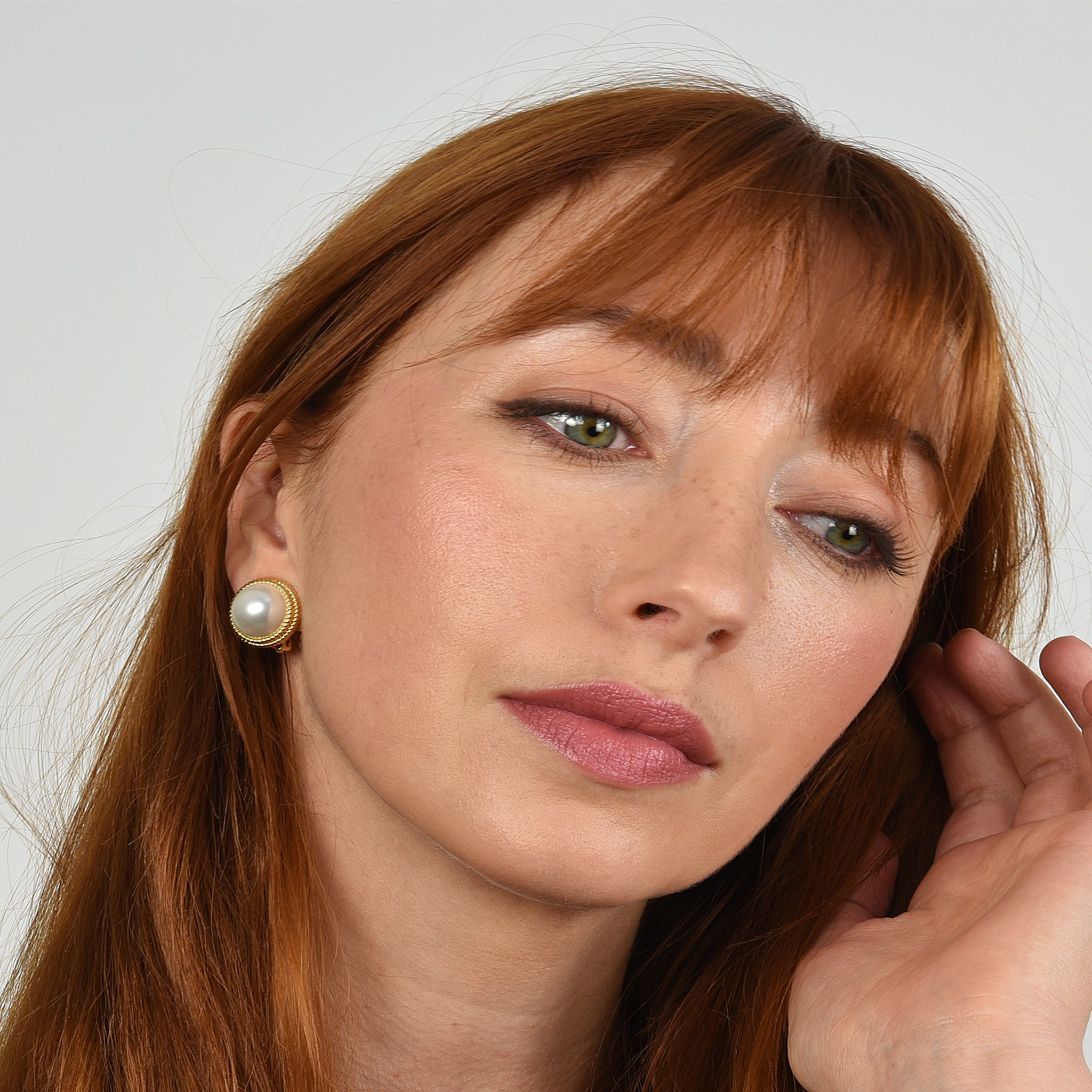 Cachet London Elan  Pearl Gold Clip On Earrings