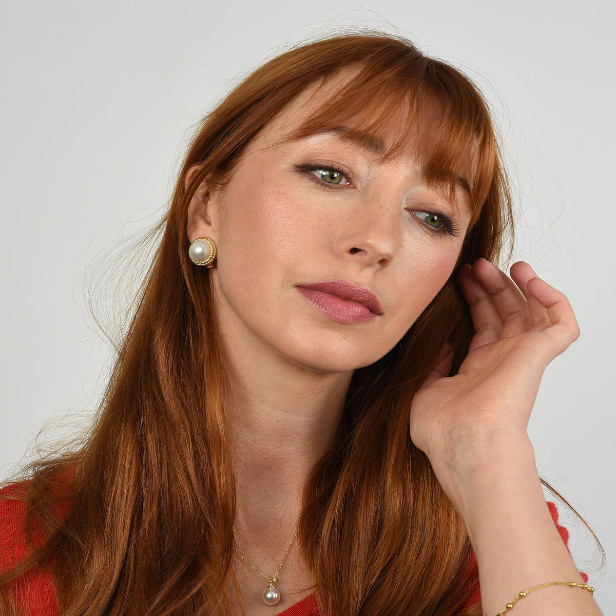 Elan Pearl Gold Clip On Earrings