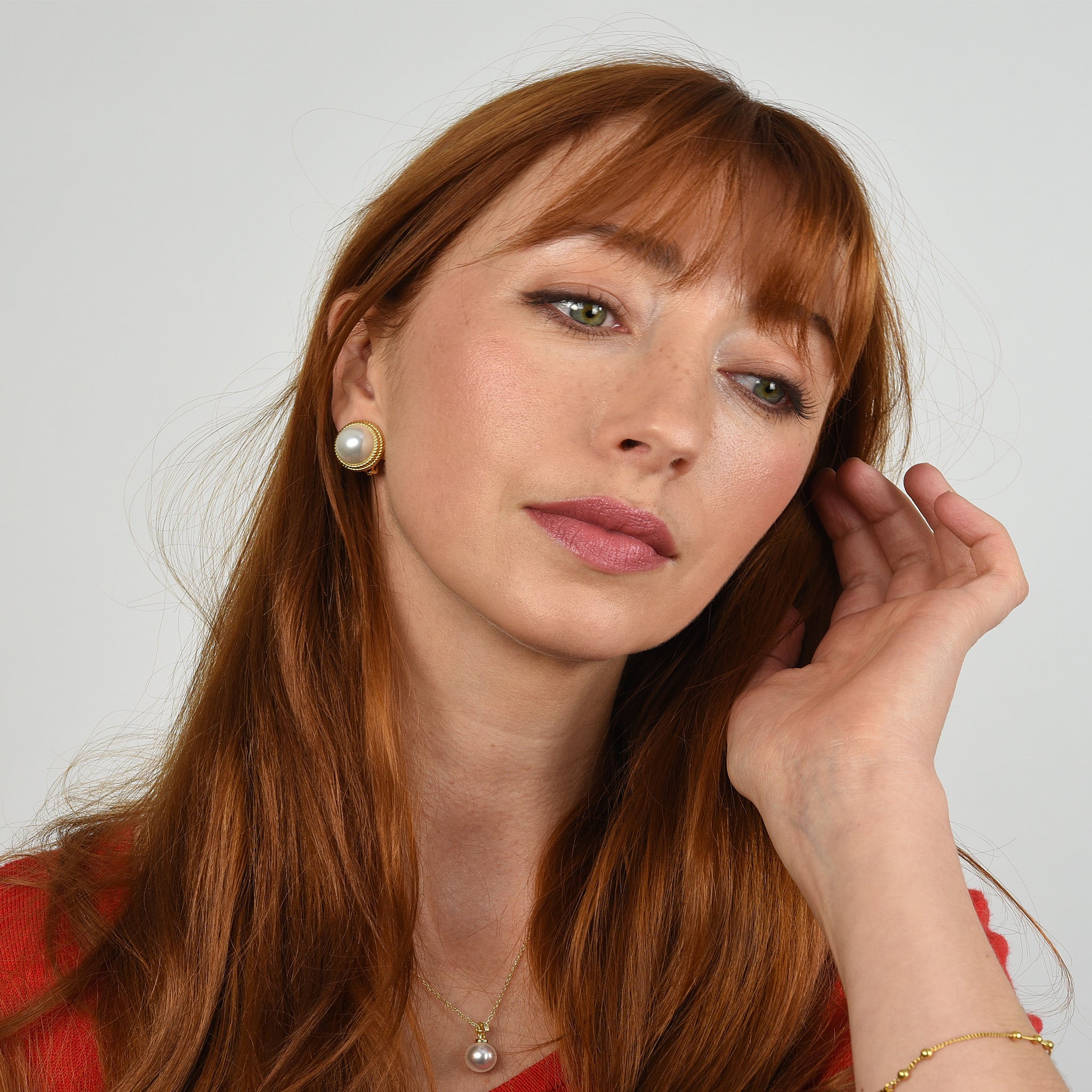 Cachet London Elan  Pearl Gold Clip On Earrings