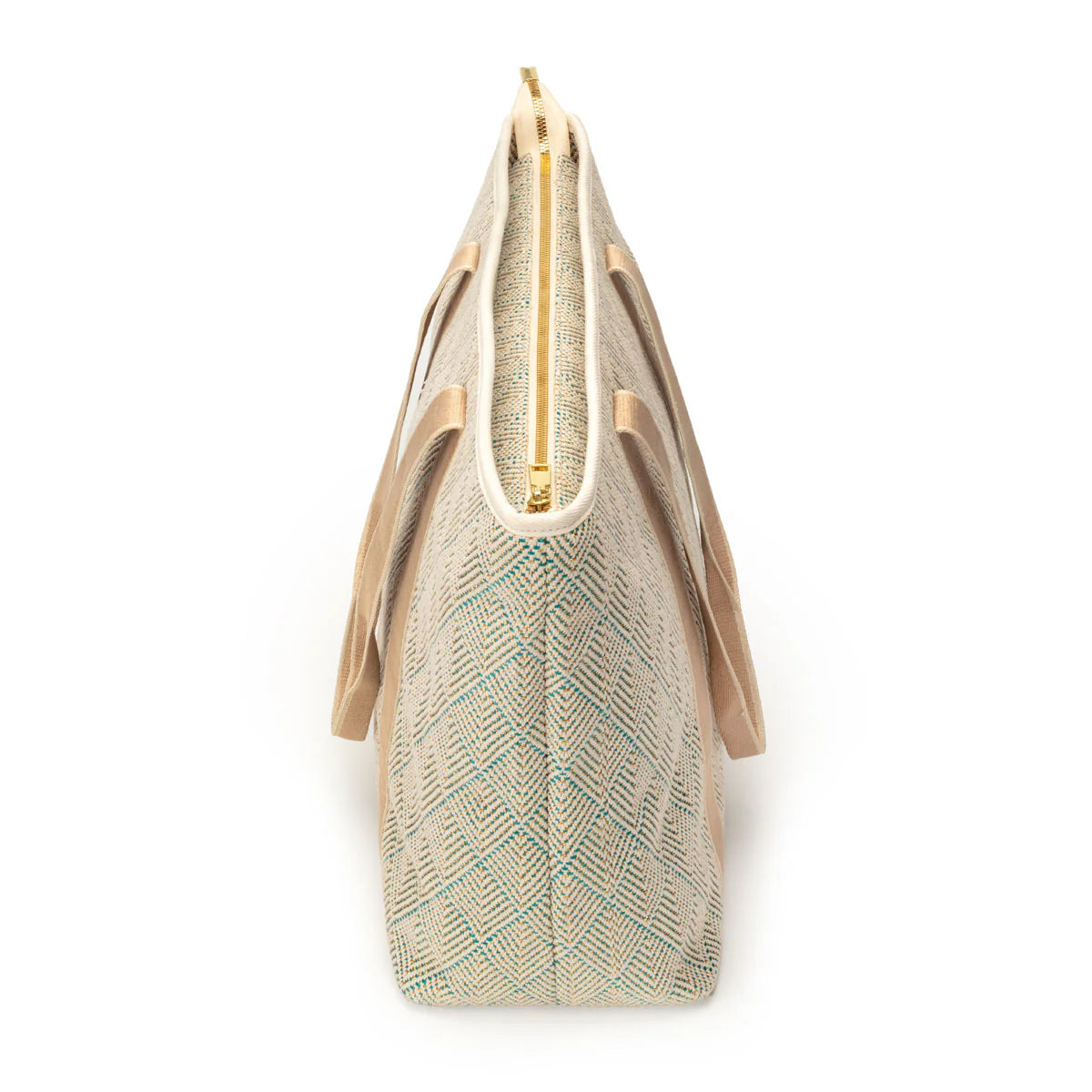 Elie Beaumont Summer Tote - Aqua Geometric basket weave