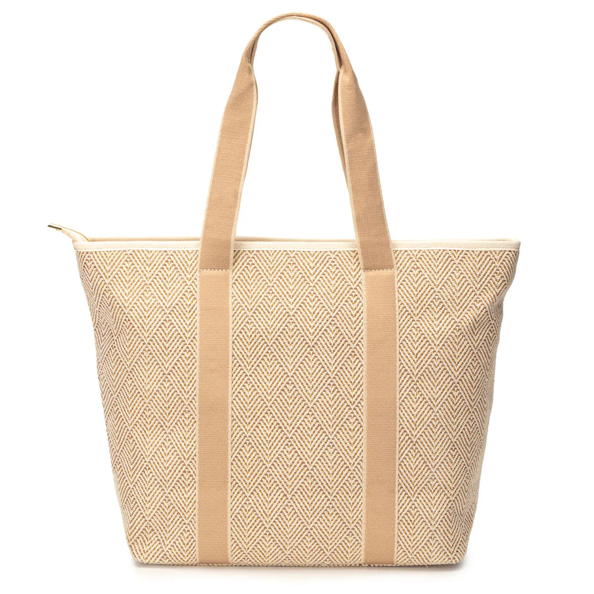 Elie Beaumont Summer Tote - Gold Geometric basket weave