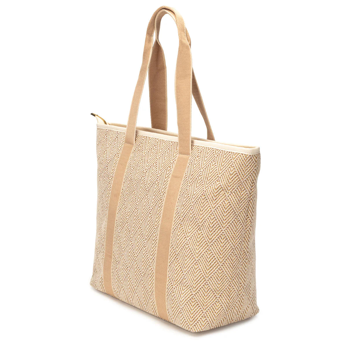 Elie Beaumont Summer Tote - Gold Geometric basket weave