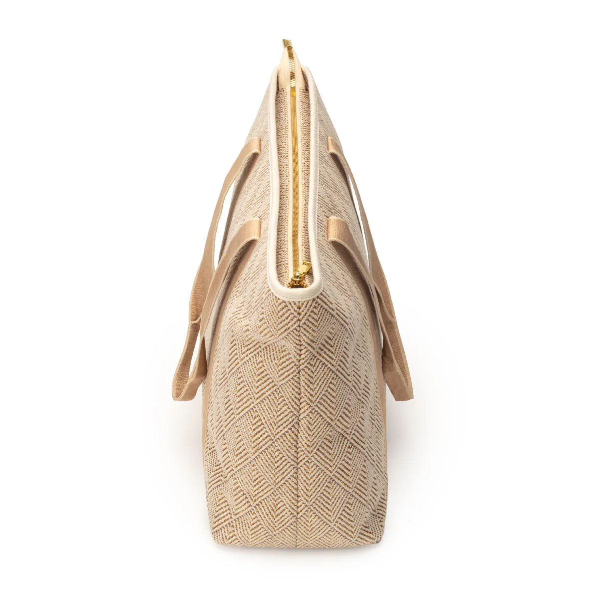 Elie Beaumont Summer Tote - Gold Geometric basket weave