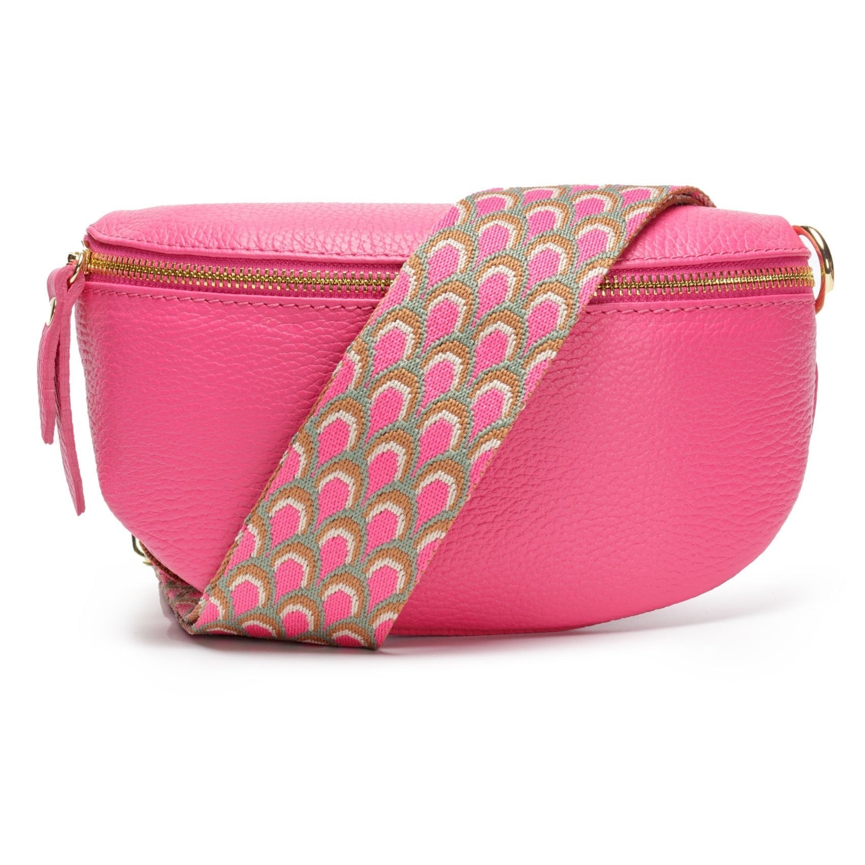 Elie Beaumont Sling Bag - Cerise (Peacock Strap)