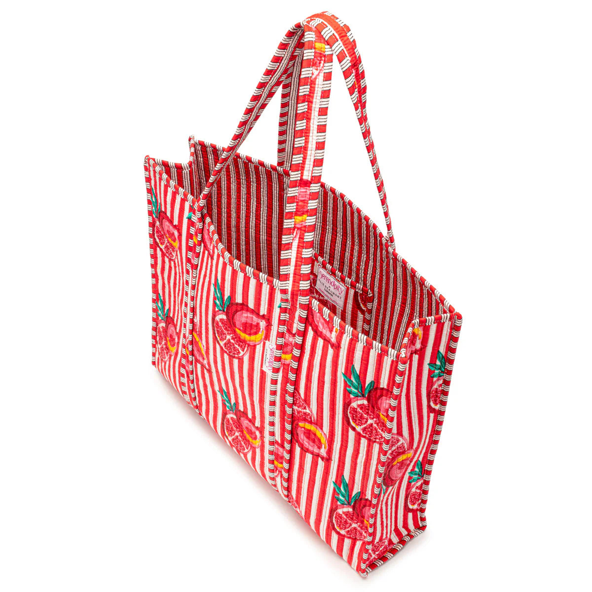 Elie Beaumont Serendipity Cotton Quilted Tote - Pink Pomegranate