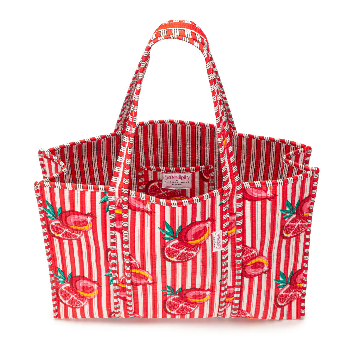 Elie Beaumont Serendipity Cotton Tote & Cosmetic Bag Set - Pink Pomegranate