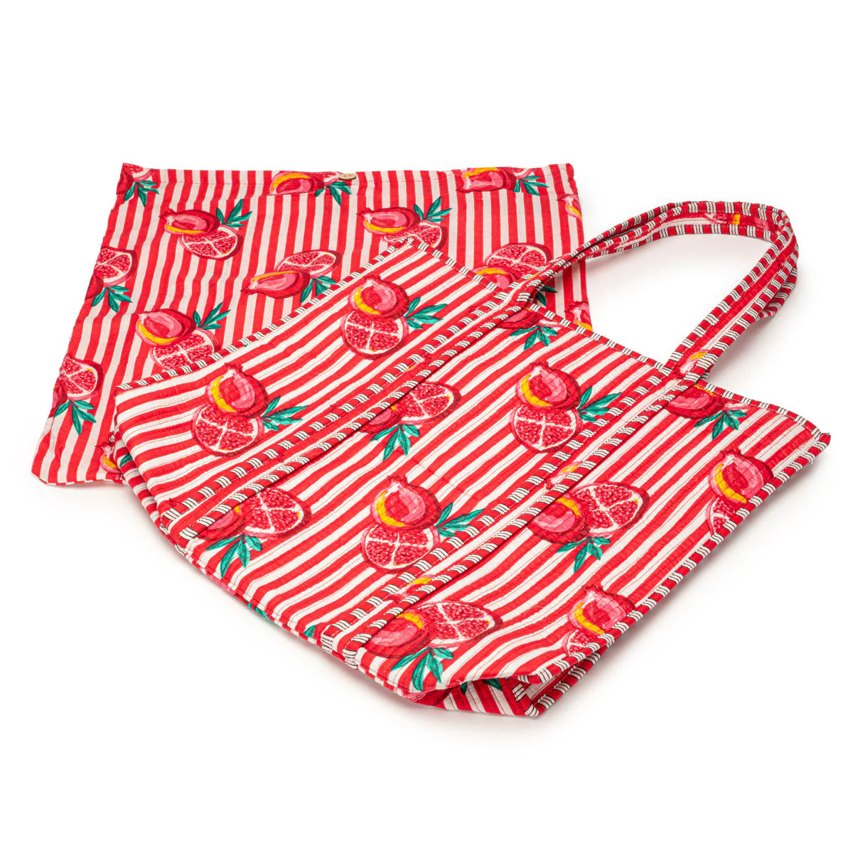 Elie Beaumont Serendipity Cotton Tote & Cosmetic Bag Set - Pink Pomegranate