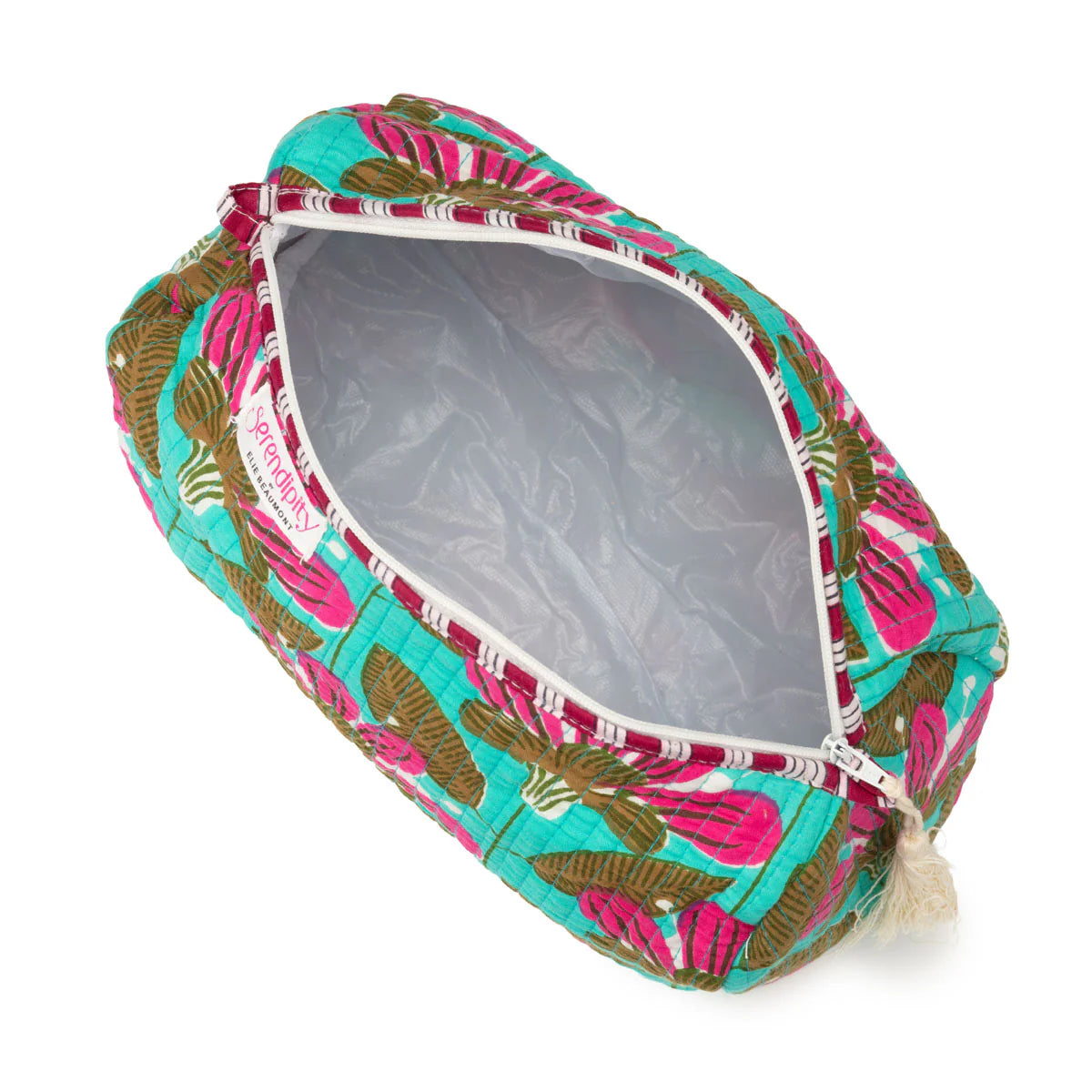 Elie Beaumont Serendipity Cotton Tote & Cosmetic Bag Set - Turquoise Blossoms