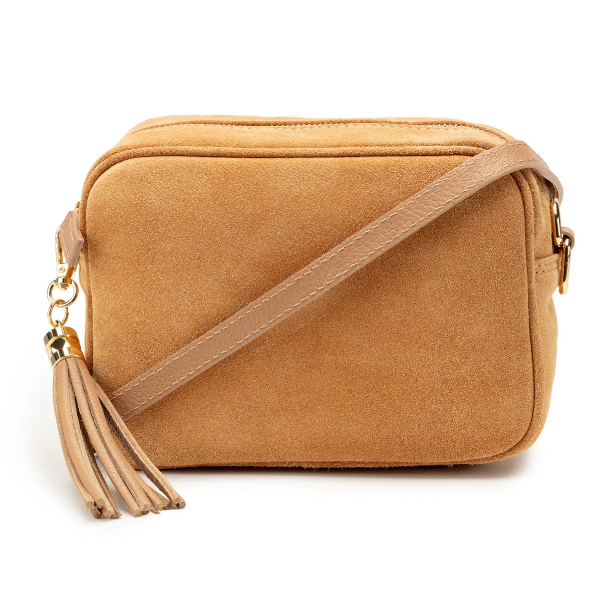 Elie Beaumont Crossbody Tassel Suede - Caramel