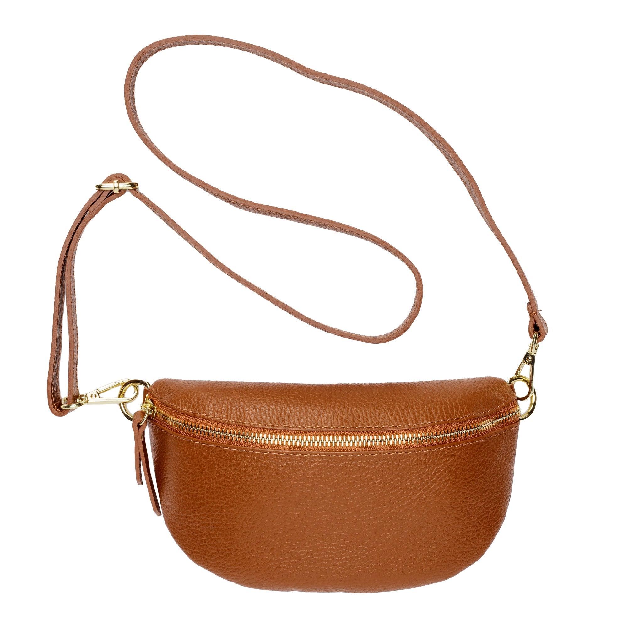 Elie Beaumont Sling Bag - Tan with Leopard Strap