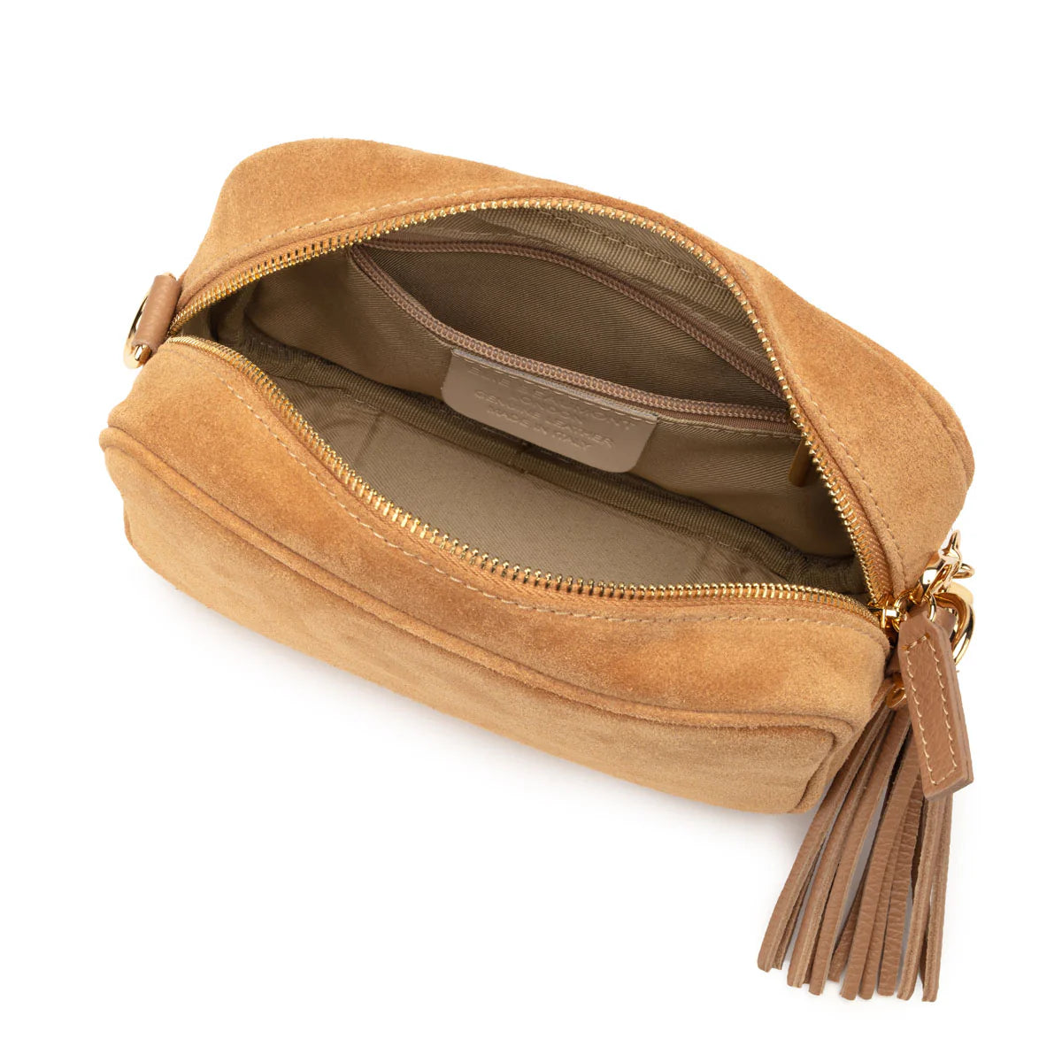 Elie Beaumont Crossbody Tassel Suede - Caramel