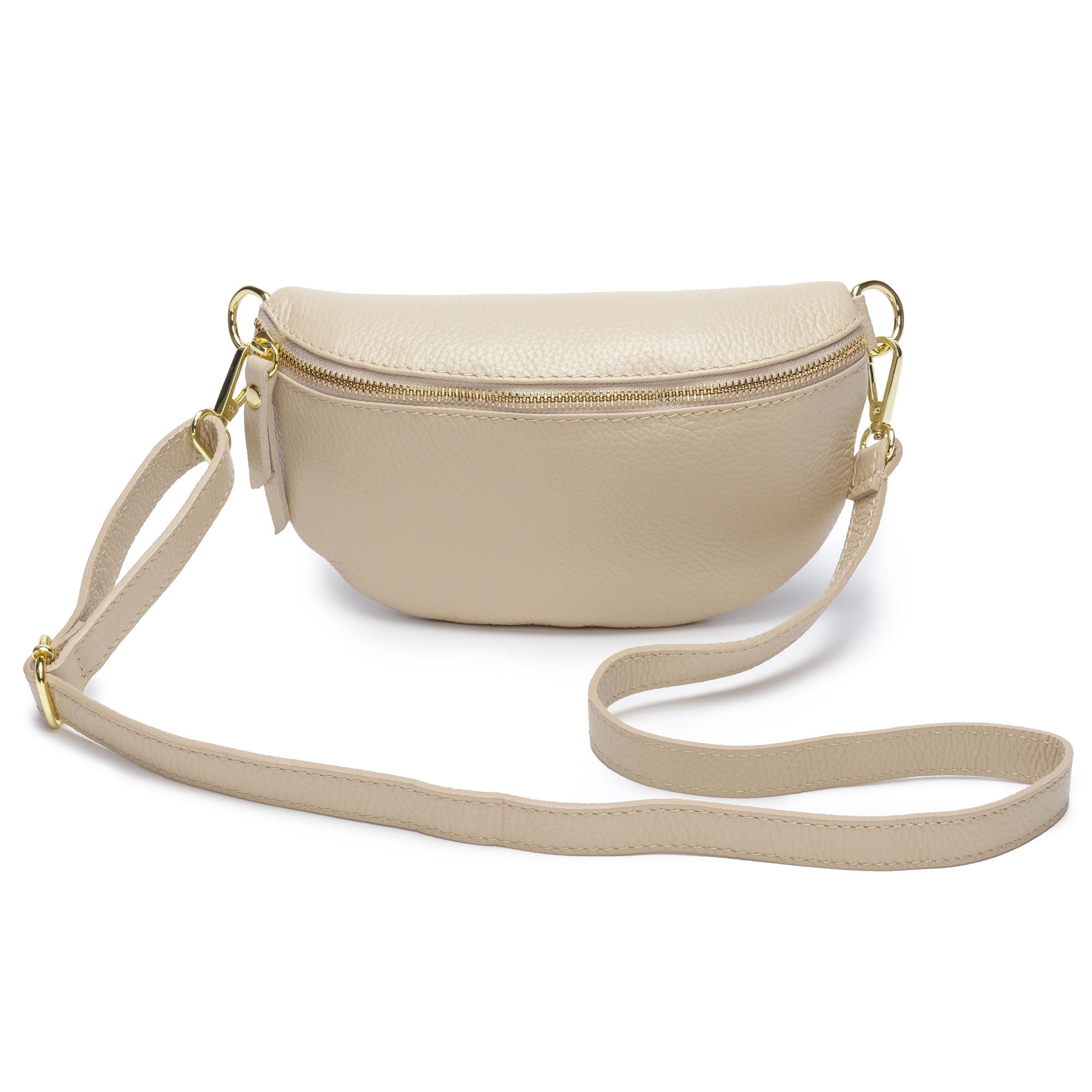 Elie Beaumont Sling Bag - Stone with black/white abstract Strap