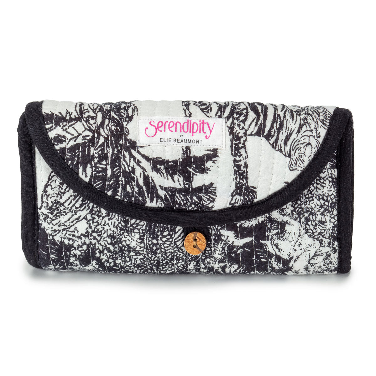 Elie Beaumont Serendipity Cotton Cosmetic/Jewellery Roll - Black / White Crane