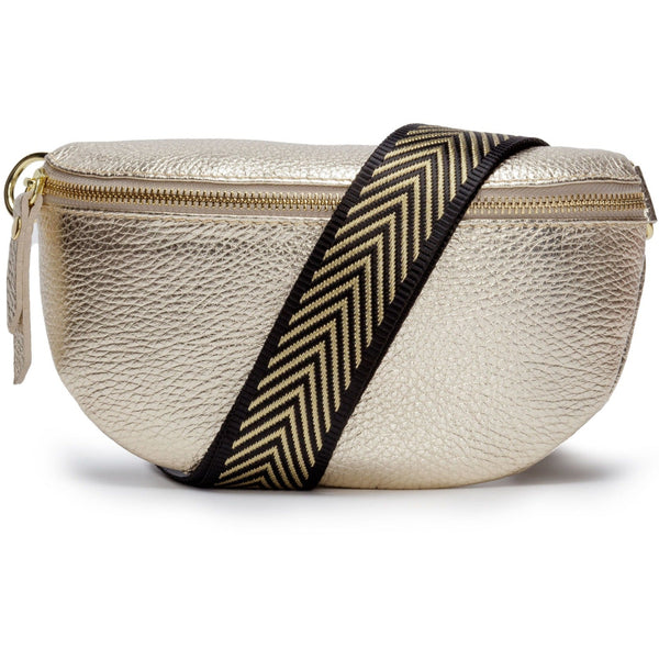 Elie Beaumont Sling Bag - Gold with Gold Chevron Strap