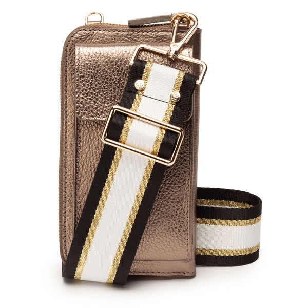 Elie Beaumont Phonebag Bronze (Black/Gold/White strap)