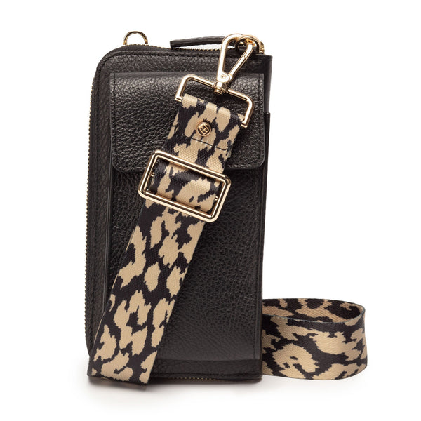 Elie Beaumont Phonebag Black (Leopard strap)