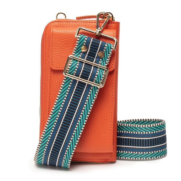Elie Beaumont Phonebag Orange (Blue Aztec strap)