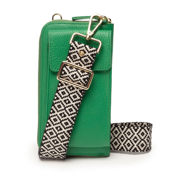 Elie Beaumont Phone bag Emerald (Knitted Diamond strap)