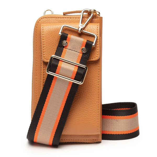 Elie Beaumont Phonebag Tan (Orange/Black strap)