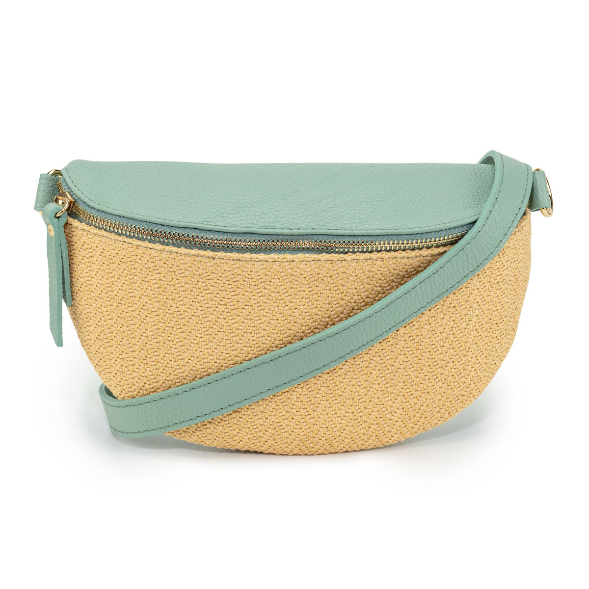 Elie Beaumont Raffia Sling Bag Mint