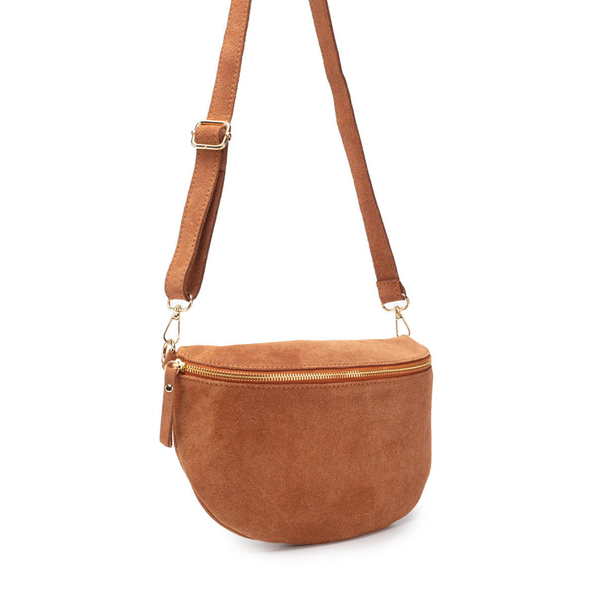 Elie Beaumont Suede Sling Bag - Tan Large
