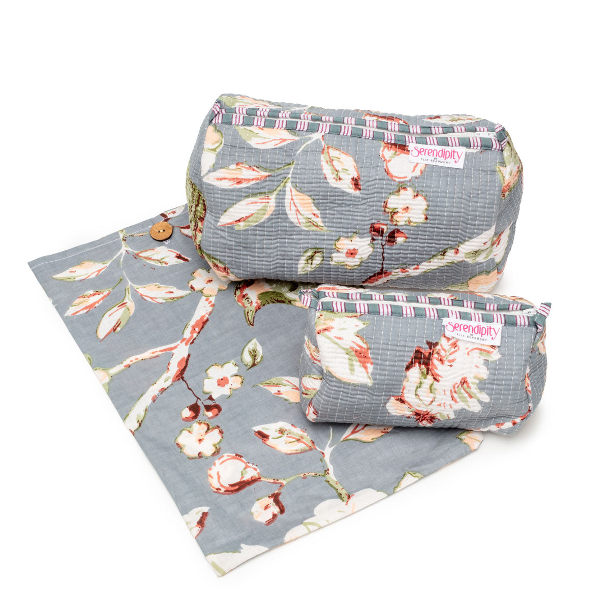 Elie Beaumont Serendipity Cotton Cosmetic Bag Set - Grey Meadow